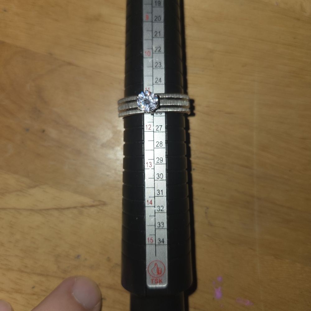 Macy's Silver and Gold Women's Ring with Sparkling Stone